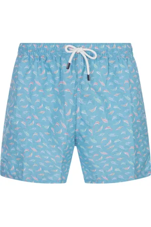 FEDELI Swim Shorts Celesti Con Pattern Delfini Colorati