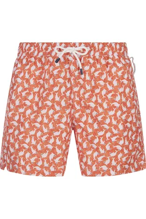 FEDELI Swim Shorts Arancioni Con Pattern Di Foche
