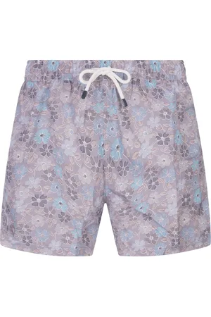 FEDELI Swim Shorts Viola Con Pattern Di Fiori Multicolor