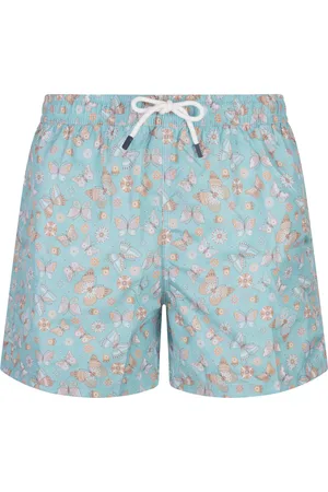 FEDELI Swim Shorts Celesti Con Stampa Farfalle