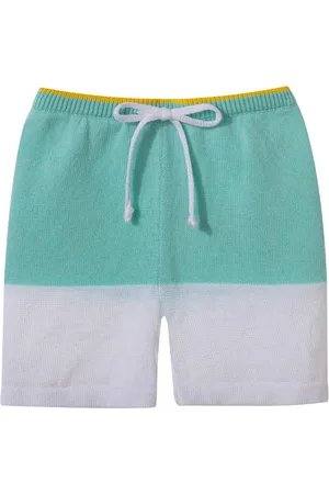 Gensami Shorts In Maglia Bicolore Bianco e Acquamarina