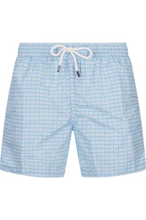 FEDELI Swim Shorts Celesti Con Pattern di Granchi