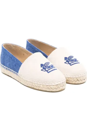 Etro Espadrillas Con Logo In Denim Blu e Tela Bianca