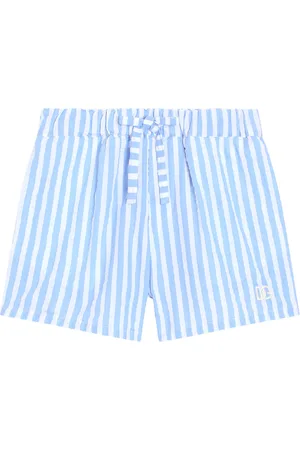 Dolce & Gabbana Bermuda In Seersucker Rigato Azzurro