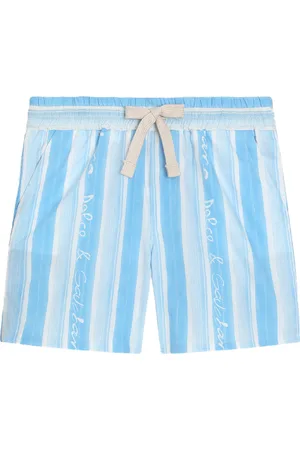 Dolce & Gabbana Bermuda Cargo Azzurro Con Stampa Riga