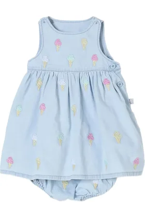 Stella McCartney Set Vestitino e Bloomer Azzurro con Ricamo Gelato
