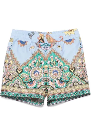 Etro Shorts Azzurri Con Stampa Piazzata