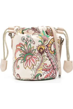 Etro Borsa a Secchiello Bianca Con Colorata Stampa Paisley