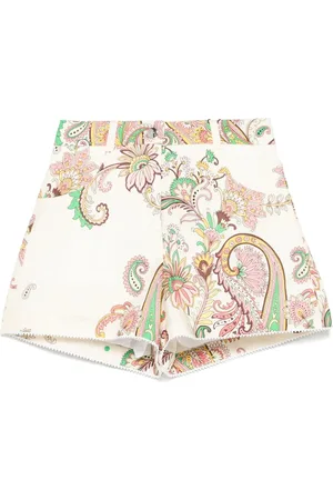 Etro Shorts Bianchi Con Stampa Piazzata