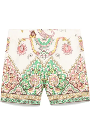 Etro Shorts Bianchi Con Stampa Piazzata