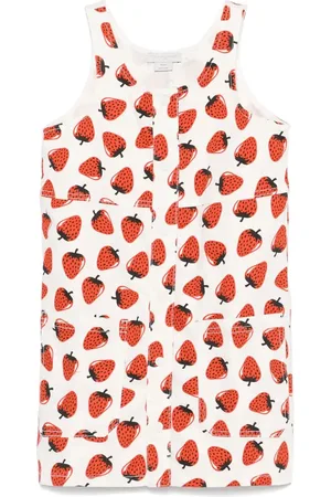 Stella McCartney Abito Senza Maniche Bianco con Stampa Fragole