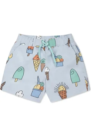 Stella McCartney Costume Da Bagno Azzurro con Stampa Gelati