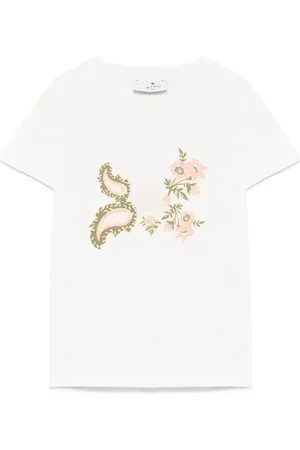 Etro T-Shirt Bianca Con Stampa e Ricamo