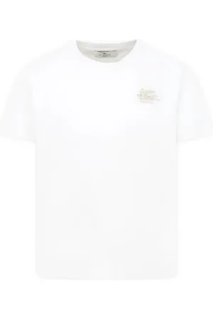 Etro T-Shirt Bianca Con Ricamo Pegaso