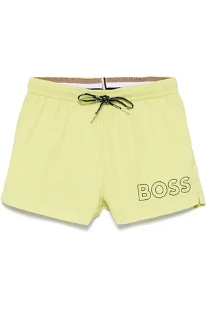 HUGO BOSS Boxer Da Mare Ad Asciugatura Rapida Verdi Con Logo Profilato