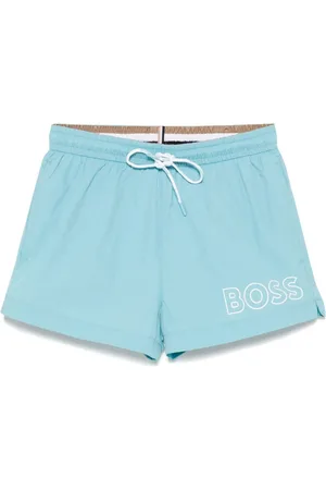 HUGO BOSS Boxer Da Mare Ad Asciugatura Rapida Celesti Con Logo Profilato