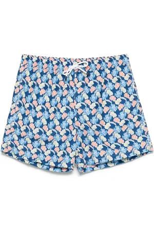 FEDELI Costume Da Bagno Blu Con Pattern Floreale Multicolor