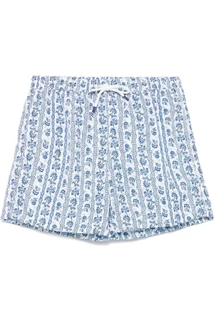 FEDELI Costume Da Bagno Bianco Con Pattern Maiolica Azzurro