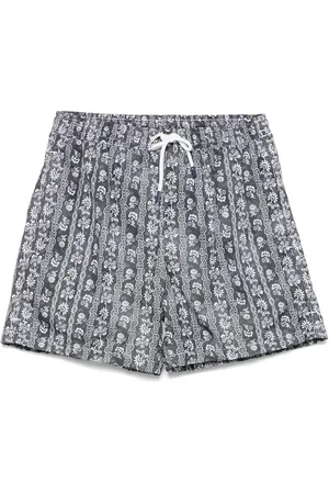 FEDELI Costume Da Bagno Grigio Con Pattern Maiolica Bianco