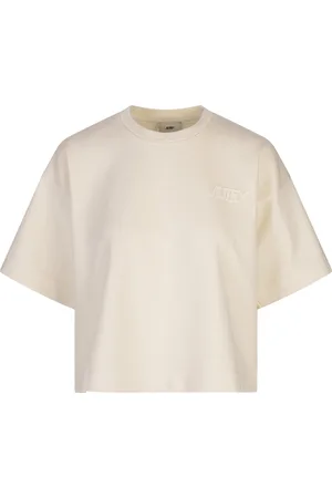 Autry T-Shirt Boxy Crema Con Logo In Tono