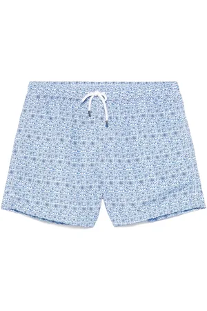 FEDELI Costume Da Bagno Azzurro Con Micro Pattern a Fiori