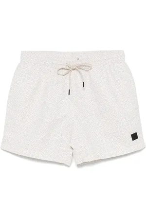 HUGO BOSS Costume Da Bagno Bianco Con Pattern Geometrico