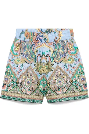 Etro Shorts Azzurri Con Stampa Piazzata
