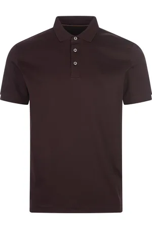 HUGO BOSS Polo Marrone Scuro In Cotone Italiano Mercerizzato