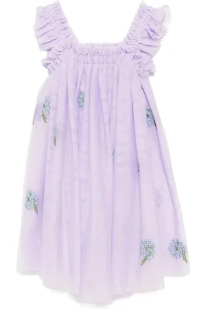 Stella McCartney Vestitino In Tulle Lilla Ricamato