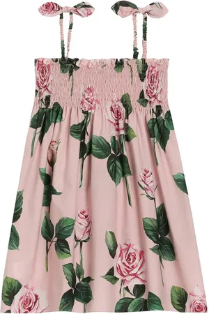 Dolce & Gabbana Abito Prendisole In Popeline Con Stampa Rose