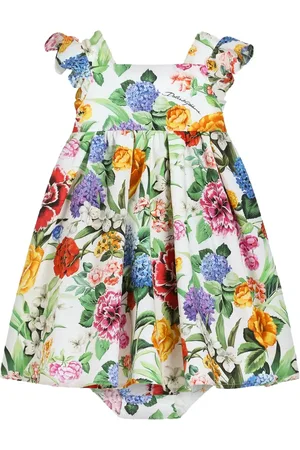 Dolce & Gabbana Abito In Popeline Con Stampa Fiori Multicolore