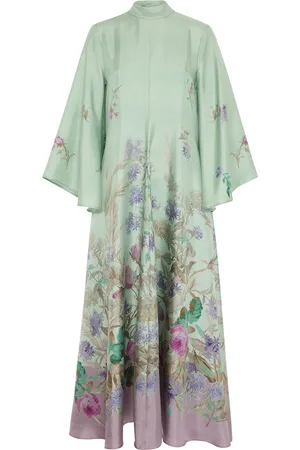 La DoubleJ Abito Lungo Magnifico - Heath Placée Mint in Silk Twill