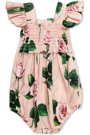 Dolce & Gabbana Pagliaccetto Rosa Con Stampa Rose