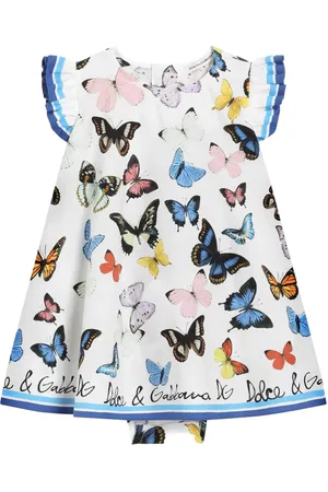 Dolce & Gabbana Abito In Popeline Con Stampa Farfalle