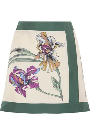 La DoubleJ Minigonna Foulard - Iris Placée Ivory in Silk Twill