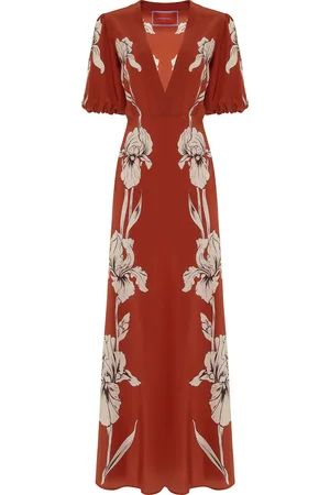 La DoubleJ Abito Marlene - Iris Placée Dark Orange in Crepe De Chine