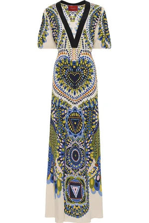 La DoubleJ Abito Marlene - Chakra Placée Multicolor in Crepe De Chine