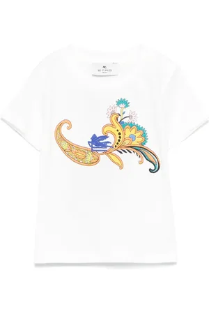 Etro T-Shirt Bianca Con Stampa e Ricamo