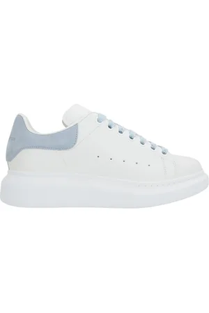 Alexander McQueen Sneakers Oversize In Pelle Bianca e Camoscio Azzurro