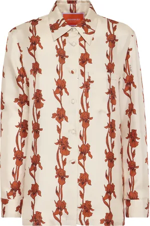 La DoubleJ Boy Shirt - Mini Iris Dark Orange in Silk Twill