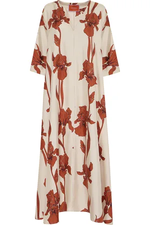 La DoubleJ Abito Muumuu - Iris Dark Orange in Silk Twill