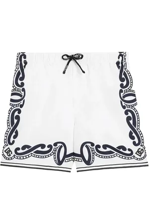 Dolce & Gabbana Costume Da Bagno Bianco Con Stampa Bandana