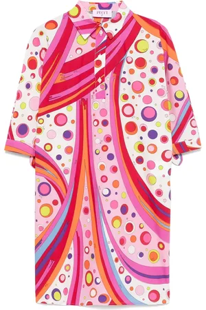 Emilio Pucci Abito Chemisier Con Stampa Fontane Multicolore