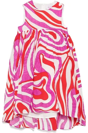 Emilio Pucci Vestitino Smanicato Con Stampa Marmo Fucsia e Rossa