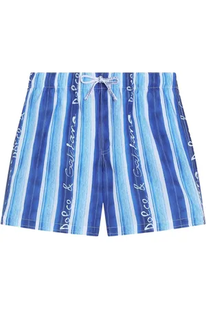 Dolce & Gabbana Costume Da Bagno Azzurro Con Stampa Riga