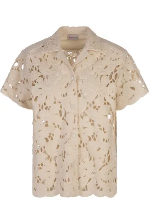 Moncler Camicia In Macramé Floreale Bianco Avorio
