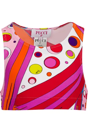 Emilio Pucci Top Crop Con Stampa Fontane Multicolore