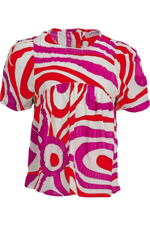 Emilio Pucci T-Shirt Con Stampa Marmo Fucsia e Rossa