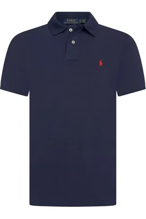Ralph Lauren Polo In Piquet Blu Con Pony Rosso