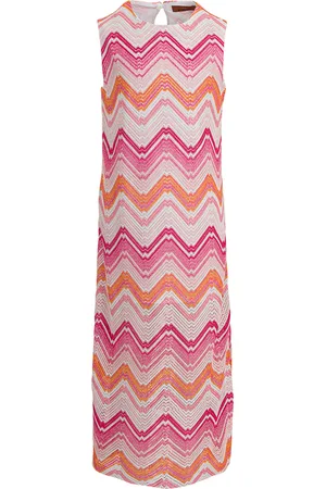 Missoni Abito Lungo in Misto Viscosa Motivo Chevron Rosa